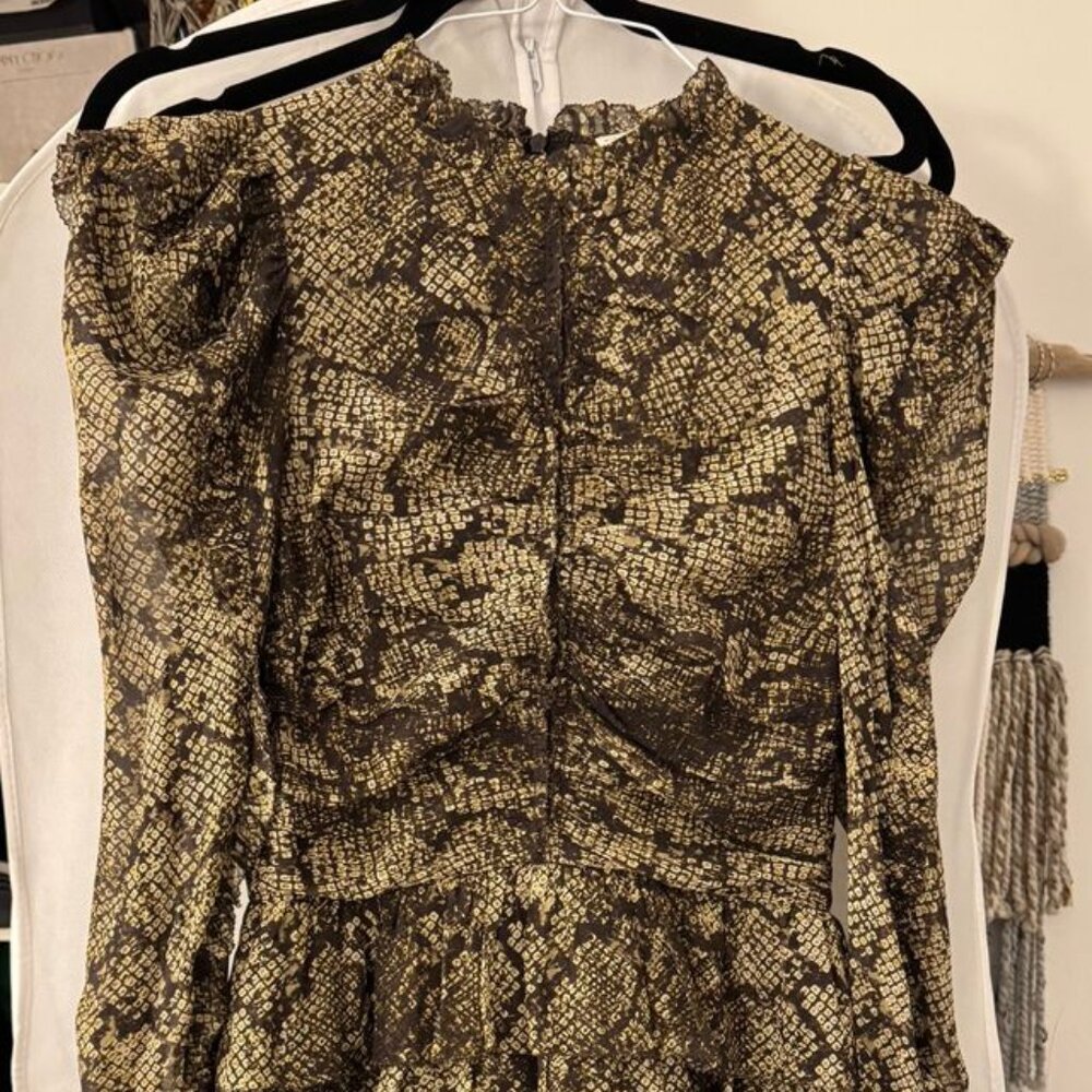 Ulla Johnson Long Sleeve Python Print Mini Dress - image 2